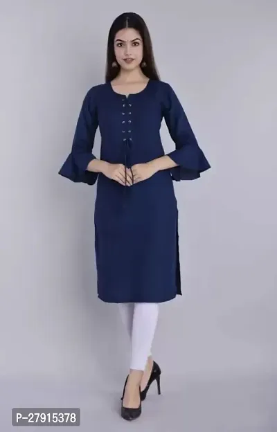 Elegant Blue Rayon Solid Kurta For Women-thumb0