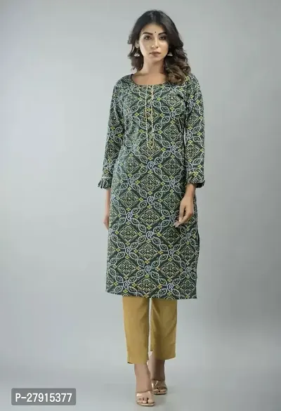 Elegant Green Rayon Bandhani Kurta For Women