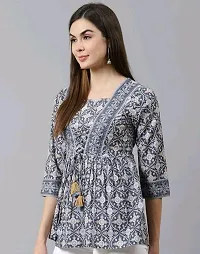 Elegant Grey Rayon Printed Top For Women-thumb1