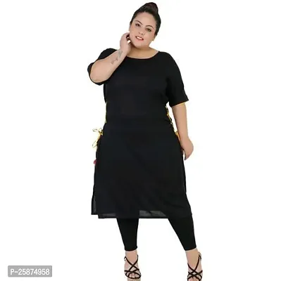 Elegant Black Solid Rayon Kurta For Women-thumb0