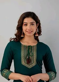 Elegant Green Embroidered Rayon Kurta For Women-thumb1