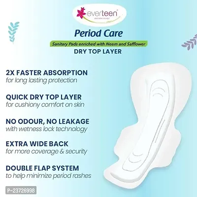 XXL Dry Neem-Safflower Sanitary Pads for Women - 40 Pads, Rash Free, Anti Tan, Skin Friendly, Double Wing Shape, Advanced Leak Protection, XX Large, 320mm - 1 Pack (40 Pads)-thumb3