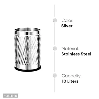 PackPro Stainless Steel Open Perforated Dustbin   Garbage Bin For Home, Bedroom, Rooms, Office, Kitchen, Washroom, Bathroom Medium , 8 x 12 10 Litre-thumb0