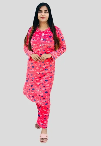 New Arrivals Winter Wear Fleece Night Suit For Women