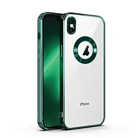 GetTechGo? Electroplated Logo View Back Case Cover Compatible for iPhone Xs Max |Slim Shockproof |Super Soft TPU | Raised Edges | Anti-Shock | Anti-Yellow