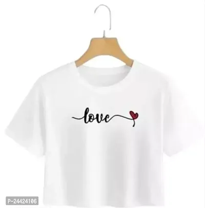 Elegant White Cotton Blend Printed Tshirt For Women-thumb0