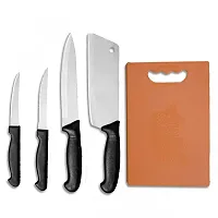 Chopping Board with 5 Pcs Knife Set Vegetable  Meat Cutting Stainless Steel Scissor-thumb1