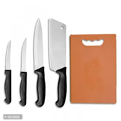 Chopping Board with 5 Pcs Knife Set Vegetable  Meat Cutting Stainless Steel Scissor-thumb2