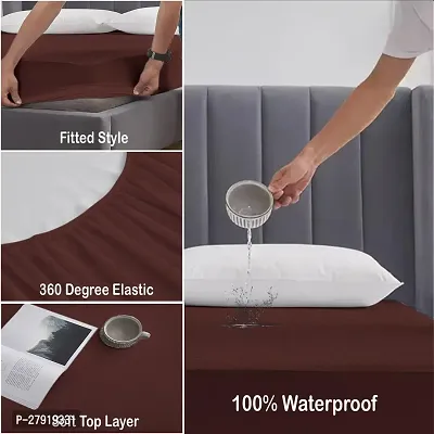 Waterproof Mattress Protector 100% Terry Cotton Waterproof Bed Protector for Baby and Adults, Elastic Fitted Mattress Protector Breathable Bed Cover  Mattress Cover with 200 GSM-thumb4