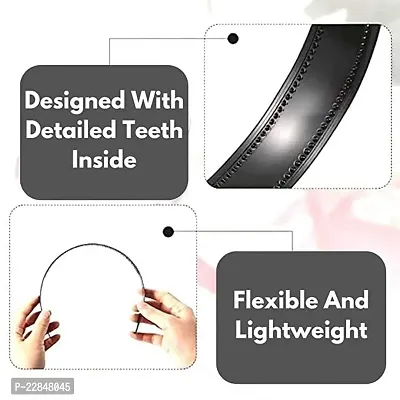 Wardrobe Era - Set of 3 Stylish Black Hair Bands for Women - Wide Plastic Headbands with Teeth Plain Hard Plastic Hairband Non-Slip Hair Band for Girls Combo Pack Hair Accessories-thumb4