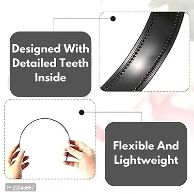 Wardrobe Era - Set of 9 Stylish Black Hair Bands for Women - Wide Plastic Headbands with Teeth Plain Hard Plastic Hairband Non-Slip Hair Band for Girls Combo Pack Hair Accessories-thumb4