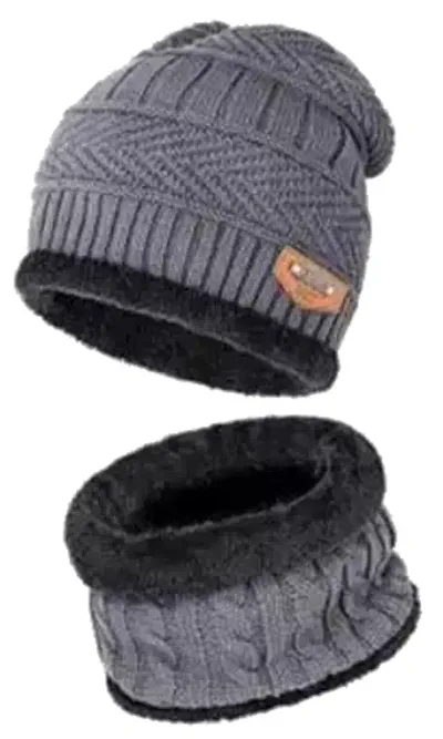 Cold protection Snow Proof Inside Fur Unisex Wool Warm Knit Hat Thick Fleece Lined Winter Hat/cap for Women Men