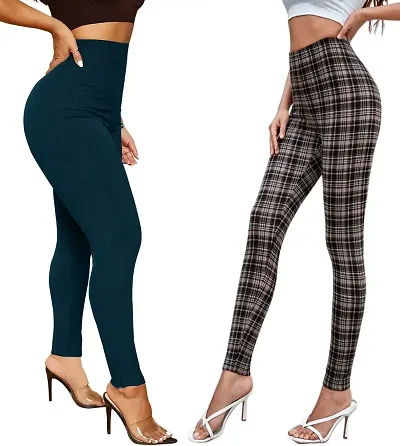 Trendy Spandex Digital Jeggigns For Women- Pack Of 2