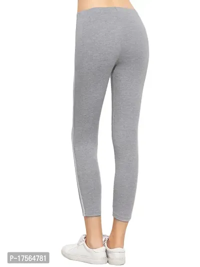 Stylish Silver Cotton Jeggings For Women-thumb2