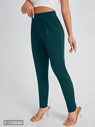 Stylish Olive Poly Lycra Solid Trousers For Women-thumb4