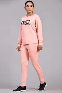 Stylish Printed Pink Cotton Lycra Track Suit For Women-thumb2