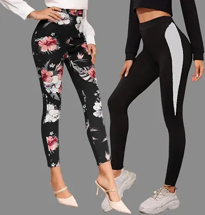 Stylish Fancy Poly Lycra Jeggings For Women Pack Of 2