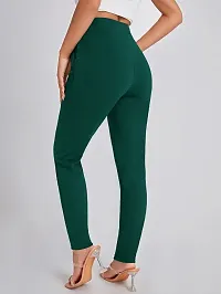 Stylish Green Poly Lycra Solid Trousers For Women-thumb1