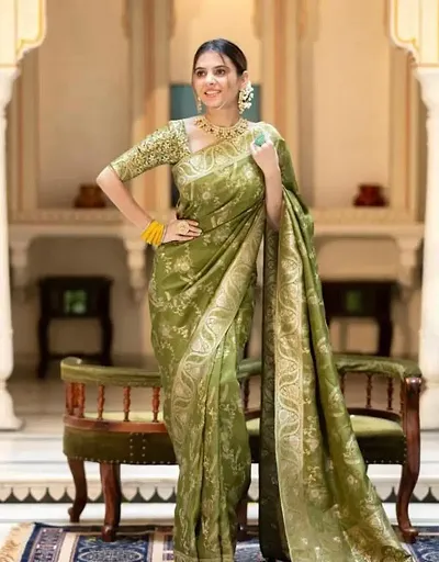 Elegant Art Silk Saree with Blouse piece 