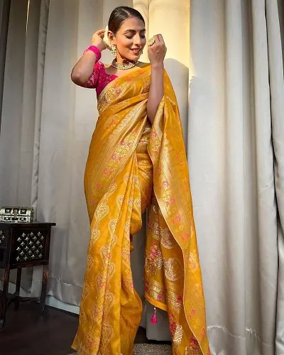 Glamorous Art Silk Saree with Blouse piece 