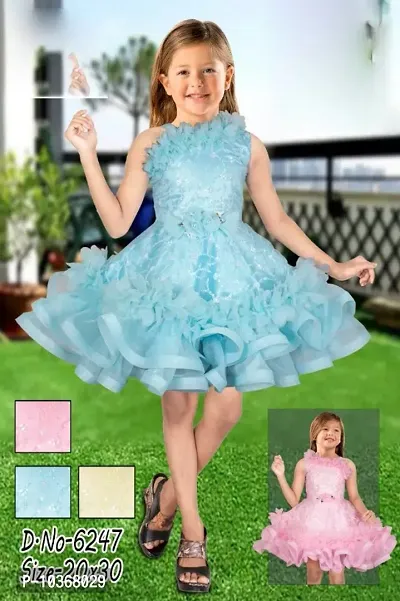 Stylish Cotton Partywear Frocks For Baby Girls And Kids-thumb0