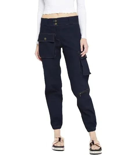 PLAYWEAR Woman Fashionable Jeans Joggers | Lycra Ankle Length Regular Fit Joggers for Women