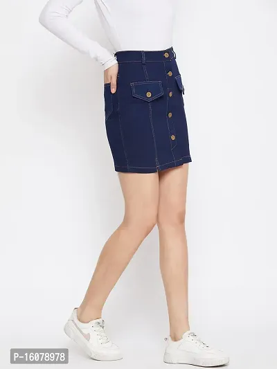 PLAYWEAR Woman's Fashionable Straight Skirt | Casual Slim Fit Denim Mini Skirt for Women-thumb4