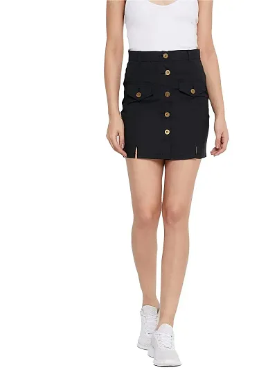 Playwear Woman's Fashionable Straight Skirt | Cotton Lycra Casual Slim Fit Mini Skirt for Women