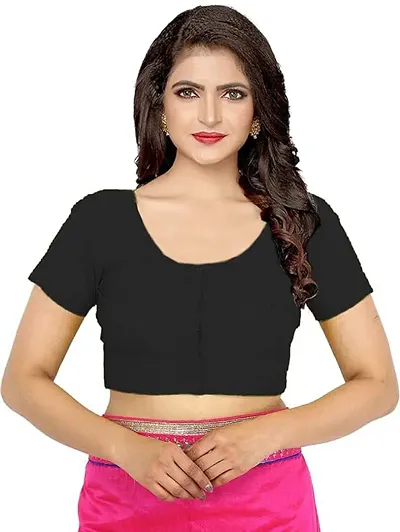 Namita Plain Stitched Readymade Cotton Blouse-Black