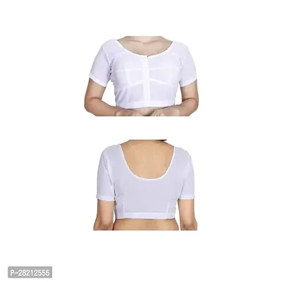 Elegant White Cotton Self Design Stitched Blouses For Women-thumb0