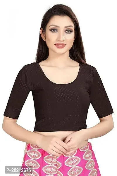 Elegant Brown Cotton Self Design Stitched Blouses For Women