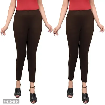 ERRISH ENTERPRISES High Waist Solid Woman Legging for Casual & Formal Wear Cotton Lycra Ankle Length Solid Leggings (Coffee) (M) Regular