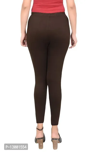 ERRISH ENTERPRISES High Waist Solid Woman Legging for Casual & Formal Wear Cotton Lycra Ankle Length Solid Leggings (Coffee) (M) Regular-thumb4