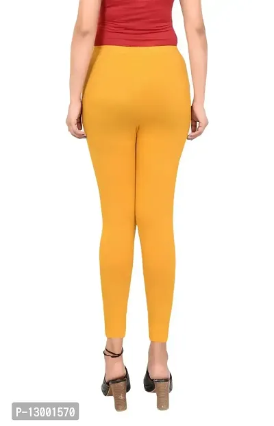 ERRISH Women's Slim Fit Cotton Leggings (101_Black, Mustard Yellow)-thumb4