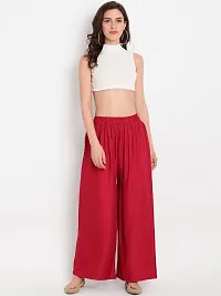 ERRISH Women's Relaxed Rayon Loose Fit Flared Palazzo Pants, Girl's Cotton Bottom Set Ankle Length Palazzo, (Maroon, XL)-thumb2