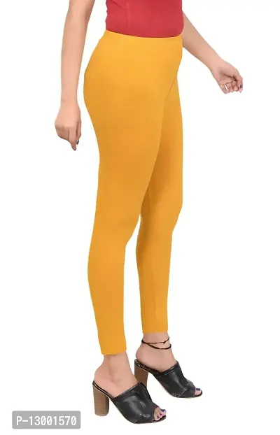 ERRISH Women's Slim Fit Cotton Leggings (101_Black, Mustard Yellow)-thumb3