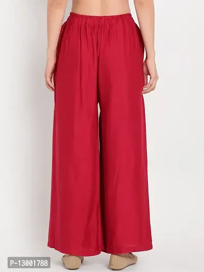 ERRISH Women's Relaxed Rayon Loose Fit Flared Palazzo Pants, Girl's Cotton Bottom Set Ankle Length Palazzo, (Maroon, XL)-thumb4