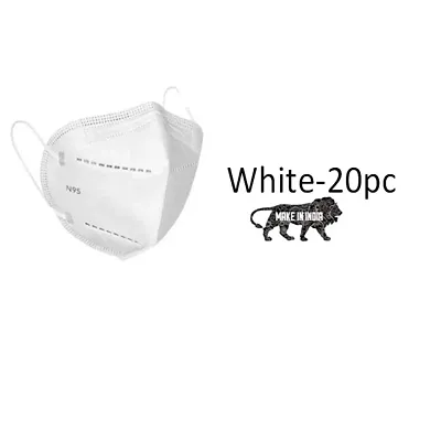 N95 Ear Loop Style Protective Face Mask with 5 layered filtration Pack Of 20Pc WHITE