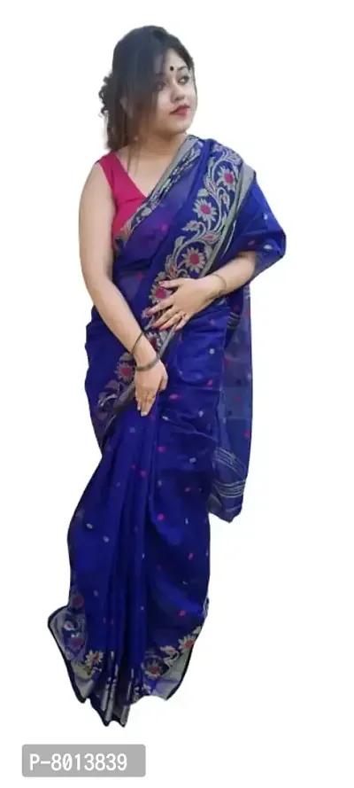 DREAM KOLKATA COTTON SAREE BLUE-thumb0