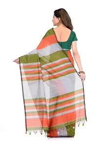 DREAM COTTON PARLU CHECK SAREE (Green-Orange-Grey)-thumb1