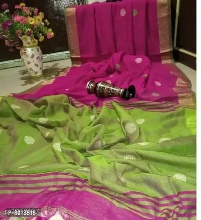 DREAM KOLKATA COTTON SAREE GREEN-PINK-thumb2