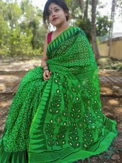 Trending Chanderi Cotton Saree without Blouse piece 