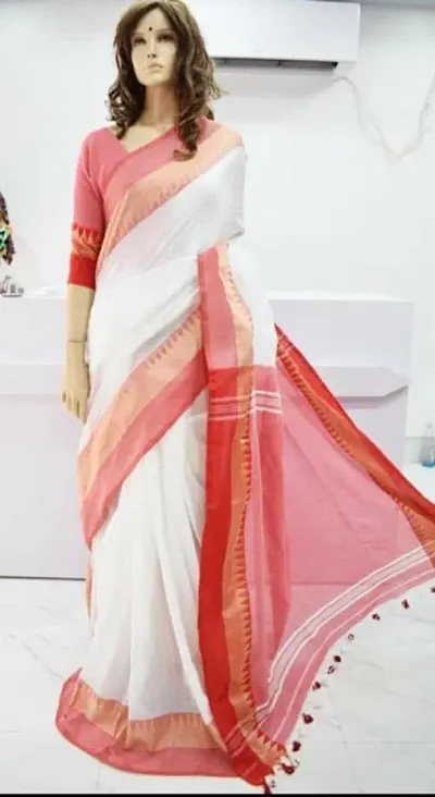 Classic Khadi Solid Saree without Blouse piece