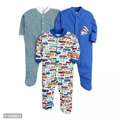 Elite Multicoloured Cotton Printed Rompers For Baby Boys and Girls Pack Of 3-thumb0