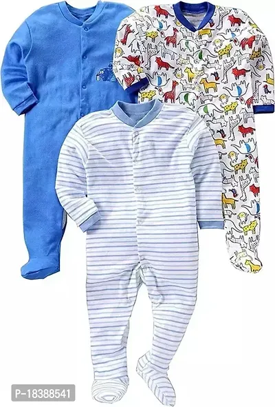 Elite Multicoloured Cotton Printed Rompers For Baby Boys and Girls Pack Of 3-thumb0