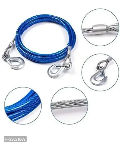 Omkumar Car Tow Cable Heavy Duty Towing Pull Rope Strap Hooks Durable 5 Ton-thumb3