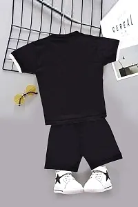 Black Cotton T Shirt and Shorts Set for Boys-thumb3
