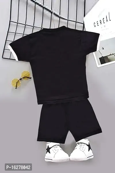 Black Cotton T Shirt and Shorts Set for Boys-thumb4