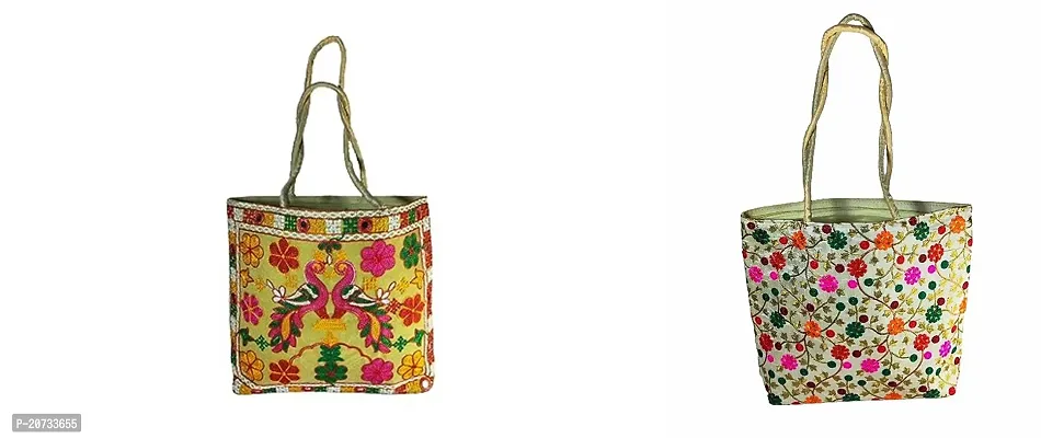 Stylish Multicoloured Canvas  Handbags For Women Pack Of 2-thumb0