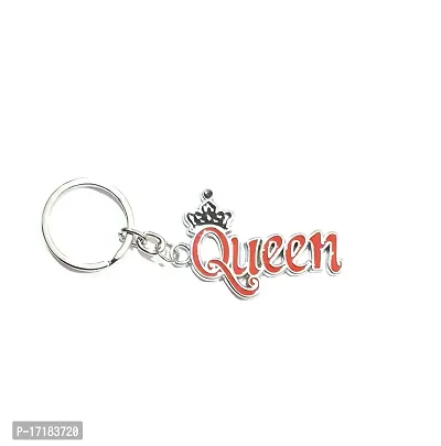 5G Retail Limited Edition Metal King  Queen Stylish Keychain, for Gifting for Women's Men's (Queen Red)-thumb0